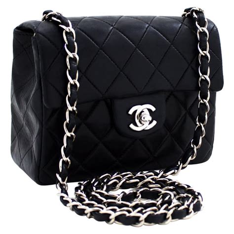 black chanel purse with silver chain|chanel black handbag chain strap.